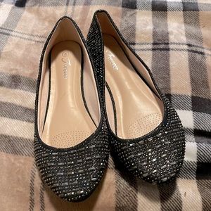 Black flats very beautiful with rhinestone all over great condition never used